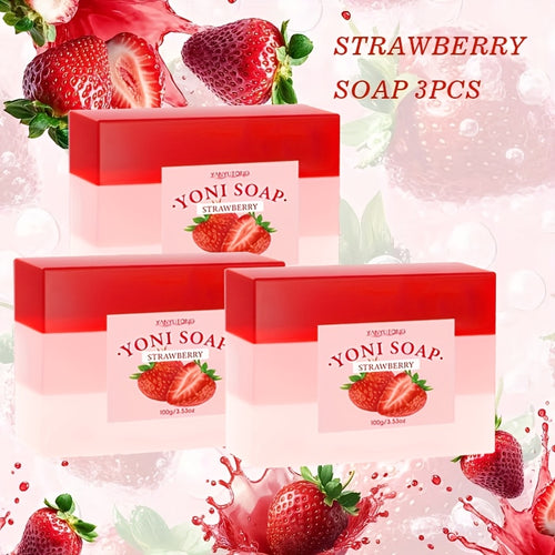 6pcs And 3pcs Of Ladies' Strawberry Intimate Soap 100g, Soap And Bath Products For Cleansing The Skin, Balancing Value, And Long-lasting Fresh Fragrance