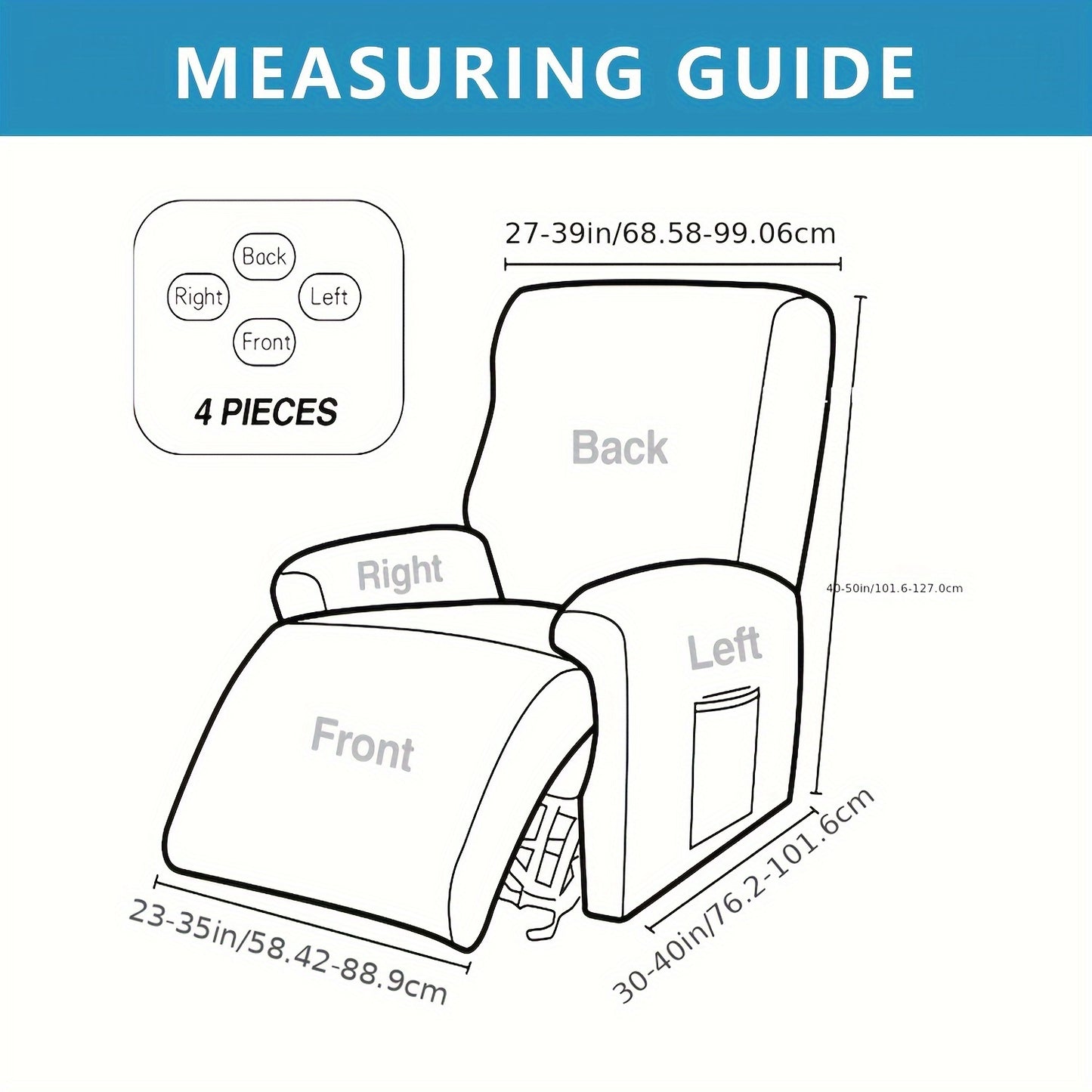 4pcs/set High Elasticity Lounge Chair Cover with Side Pockets, Elastic Printed Lounge Chair Cover Suitable for Bedrooms, Offices, Living Rooms, Durable, Pet Friendly, And Essential for Home Holiday Decoration