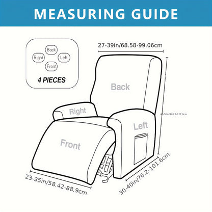 4pcs/set High Elasticity Lounge Chair Cover with Side Pockets, Elastic Printed Lounge Chair Cover Suitable for Bedrooms, Offices, Living Rooms, Durable, Pet Friendly, And Essential for Home Holiday Decoration