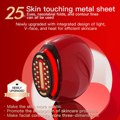 Red Handheld Beauty Device with 3 Skincare Modes, Multifunctional USB Rechargeable Facial Care Tool, Ergonomic Design, Color Light Relax for Home Use, Light Beige Care Additions