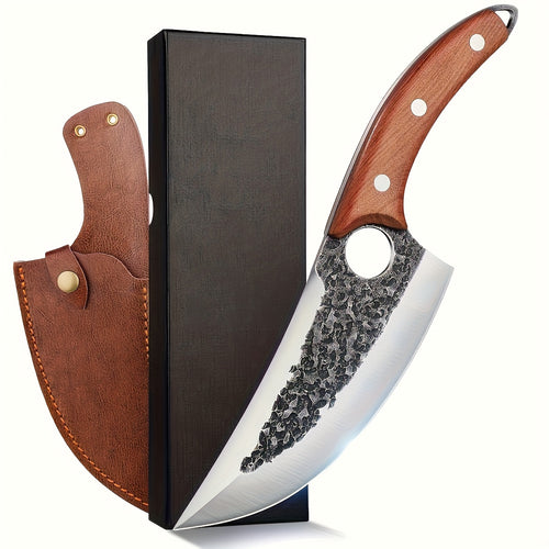 Knife Kitchen Upgraded Viking Knives with Sheath Hand Forged Butcher for Meat Cutting Cooking Sharp Cleaver Chef And Outdoor Camping, BBQ