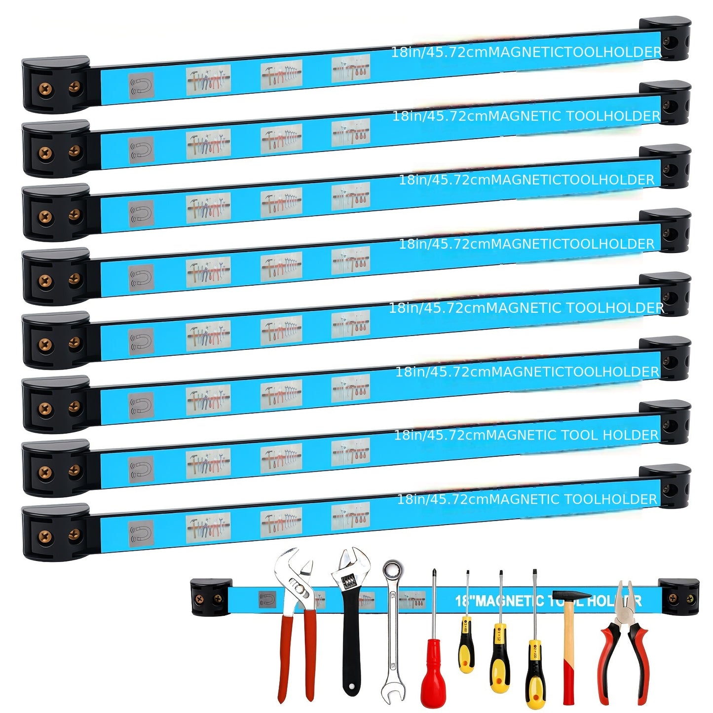 12-18 Inch Tool Rack Set - 8pcs Tool Bar Hardware Tool Kitchenware Iron Product Storage, Suitable for Tool Rooms, Furniture, Kitchen Tool Storage