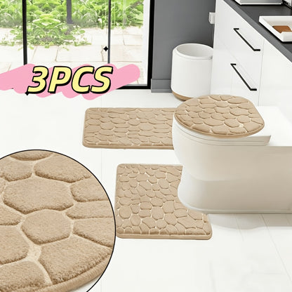 5pcs Luxury Memory Foam Bathroom Rug Set - Plush, Non-Slip, Super Absorbent Mats - Suitable For Sink, Bathtub, Shower, And Toilet - Machine Washable, Quick-Drying, Luxurious, Soft And Absorbent Sponge Bathroom Mat Set (Black, Gray, Pink, Beige)