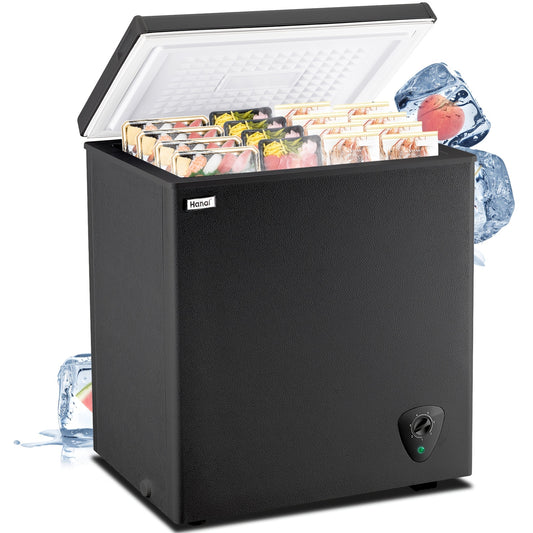 Chest Freezer Small Deep Freezer 3.5 & 5.0 Cu Ft – 7-Level Adjustable Thermostat, Energy Efficient R600a, Low Noise, Removable Basket for Home, Kitchen, Apartment & Garage