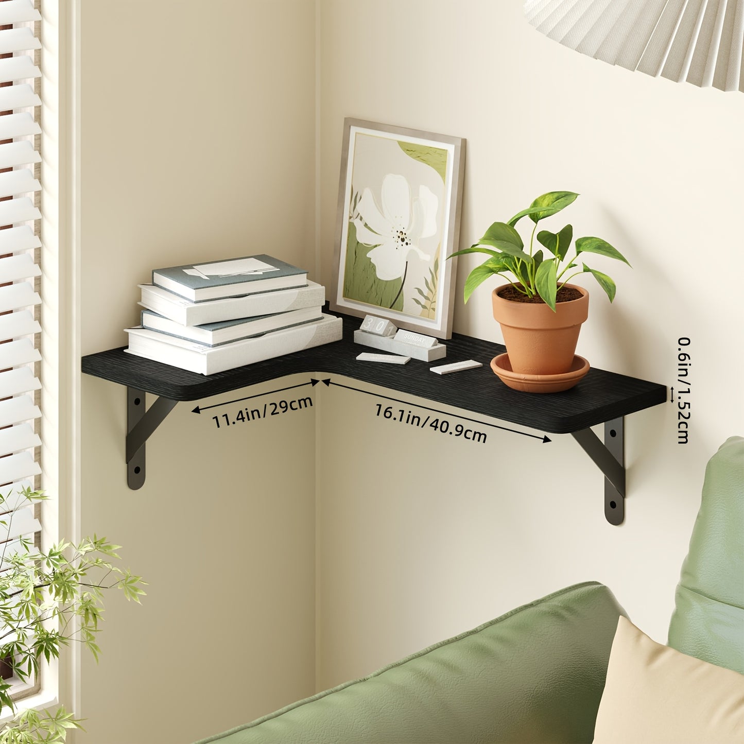Corner Floating Shelves Wall Mounted Set – Multi-Color Rustic Corner Shelf for Bedroom, Bathroom, Kitchen & Living Room