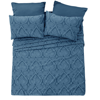 6/4 Piece Paisley Bed Sheet Set – Soft Brushed 100% polyester Wrinkle Free Sheets, Deep Pocket Fitted Sheet, Luxurious Printed Bed Sheets, All-Season Comfort