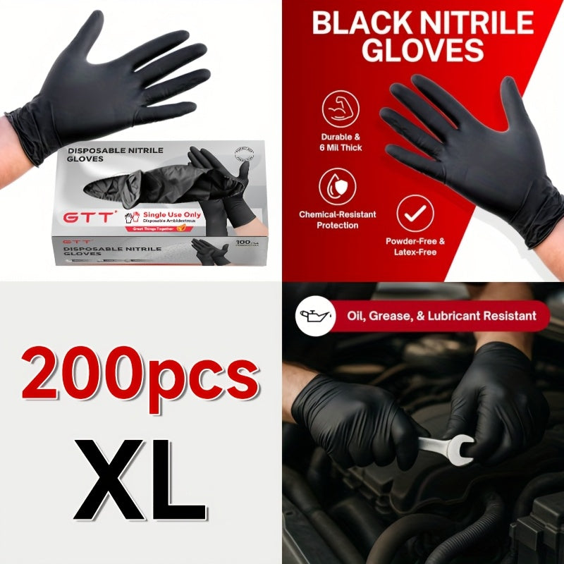 Black Nitrile Disposable Gloves, 200 Count Packaging, Flexible And Form-Fitting, Chemical, Grade -Free, Maintenance Team Use