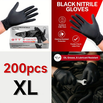 Black Nitrile Disposable Gloves, 200 Count Packaging, Flexible And Form-Fitting, Chemical, Grade -Free, Maintenance Team Use