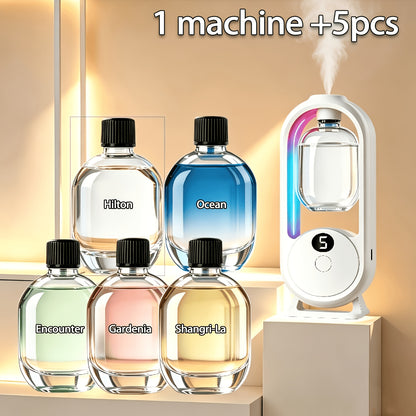 Aromatherapy Diffuser with Essential Oils 2-in-1 Humidifier - Hotel Scent Home Fragrance Machine with Natural French Essential Oils, Ultrasonic Spray, LED Ambient Light, Whole House Air Freshener for Bedroom, Living Room, Office