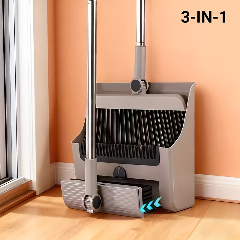 3pcs Three-in-one Broom Dustpan Set Combination Of Household Broom Wiper Non-stick Hair Sweeper God Of Garbage Broom