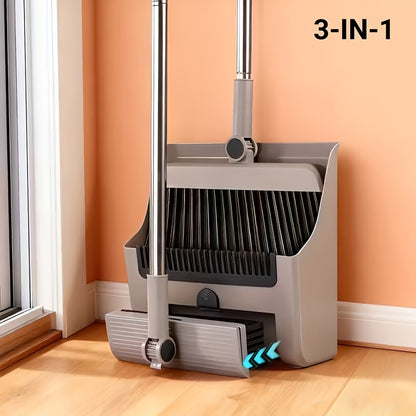 3pcs Three-in-one Broom Dustpan Set Combination Of Household Broom Wiper Non-stick Hair Sweeper God Of Garbage Broom