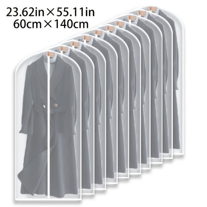 10pcs Waterproof Transparent Clothing Bags, with Full Zippers, Travel Hanging Garment Bags for Wardrobe Storage, Compact Storage, Space-saving Solutions Durable Plastic Lightweight Materials Clothes Bags Minimalist Lifestyle Business Professionals