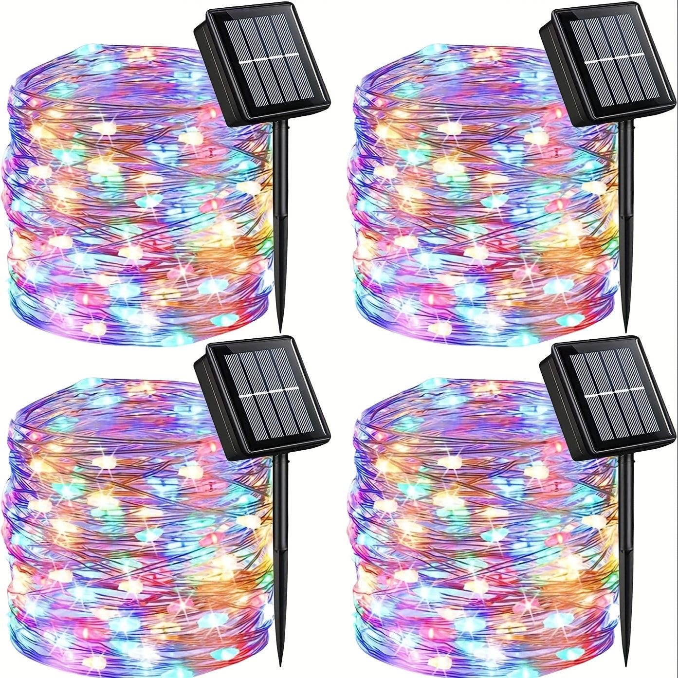 2/4/8 Pack Solar Fairy Lights, 330 LED Outdoor Solar Christmas Lights, 8 Modes Wire Solar Twinkle String Lights for Christmas Tree Wedding Party Garden Patio
