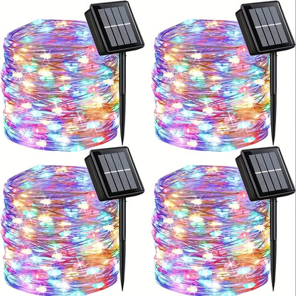2/4/8 Pack Solar Fairy Lights, 330 LED Outdoor Solar Christmas Lights, 8 Modes Wire Solar Twinkle String Lights for Christmas Tree Wedding Party Garden Patio