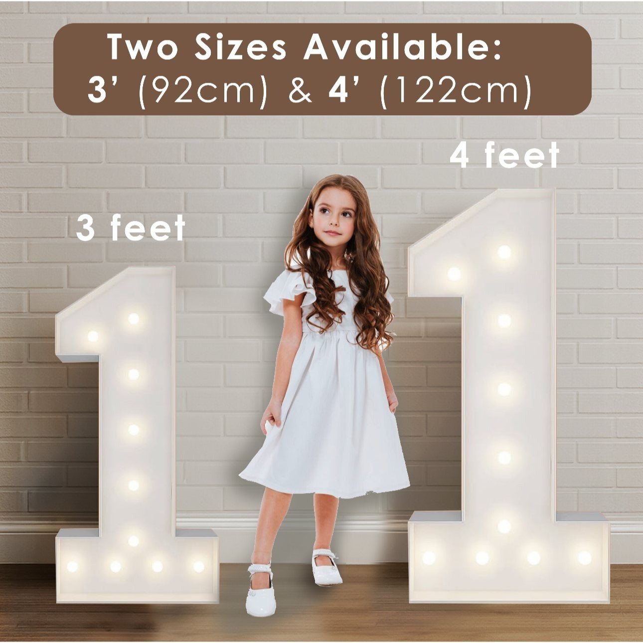 3/4ft LED Up Numbers Pre-Cut Frame Giant Marquee Numbers Mosaic Numbers for Balloons For party, birthday Decoration