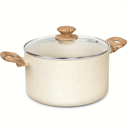 Stock Pot with Lid, Granite Soup Pot with Lid, Induction Pot with Stay-cool Handle, Nonstick Soup Pot with Lid