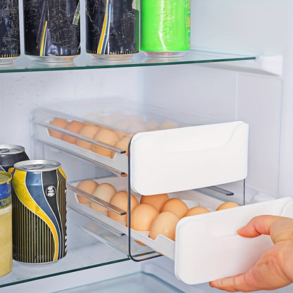 Egg Holder for Fridge, 2 Layers Fresh Egg Storage Container Organizer Bin, Each Layer Could Hold 18 Eggs, Clear Stackable Plastic Egg Tray with Handles, for Fridge, Kitchen, Home, 12X 6.9X 6 Inches, for Halloween And Christmas