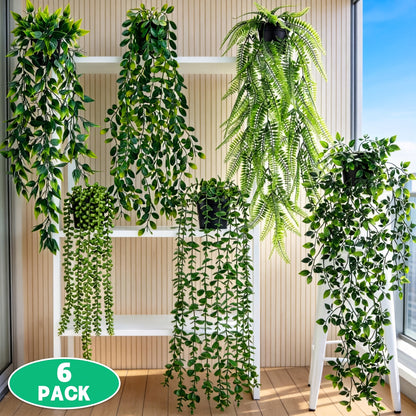 6pcs, Artificial Plant Mandala Eucalyptus Green Vine, Artificial Hanging Ivy Decorative Potted Plant, Used for Bathroom Balcony Living Room Bookshelf Bedroom Study Indoor Decoration, Home Aesthetic Decoration, Suitable for Friends Housewarming Gifts, Suit
