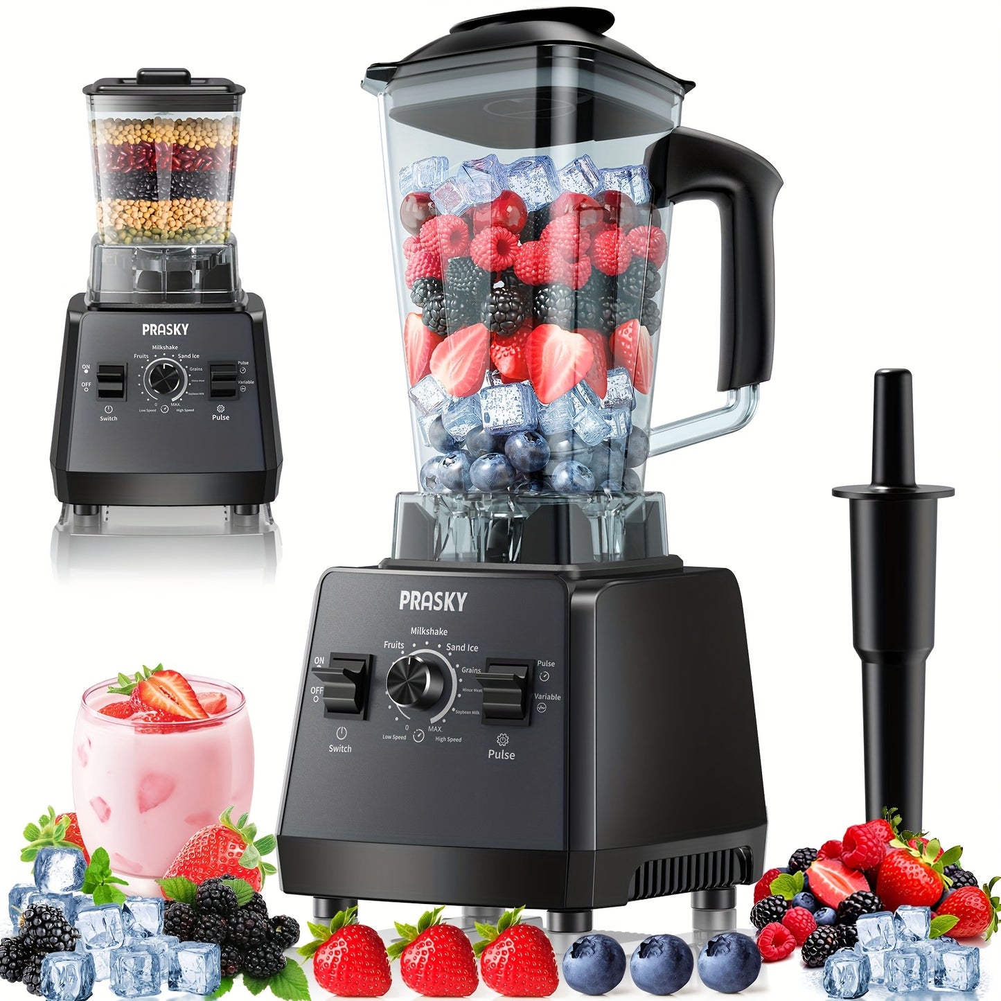 Professional Blender, Smoothies Blender with 2 Containers, 68oz Jar, 25000 RPM, 2400W Max Power Output, Countertop Blenders, Stainless Steel Blade & Tamper for Smoothies, Ice, Youngsters Food, Coffee, Juice, Quick Mixing Tool, Blenders for Kitchen