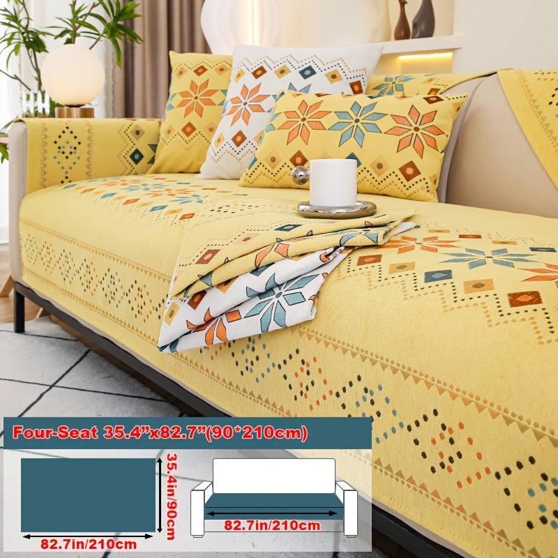 1pc of Bohemian-Style Sofa Mat Suitable for Any Season, Featuring a Easy And Modern Design, Pet-Friendly Materials, And Resistance to Slipping And Scratching, Serving As a Protective Cover for Home Decor