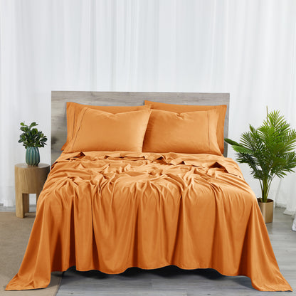 Dan River Bamboo 2000 Thread Count 6-Piece Sheet Set with SnugGrip - Extra Wide Elastic Band on Fitted - Soft, 16 Inch Deep Pocket - Shrink & Wrinkle Resistant