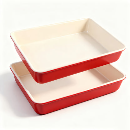 2pcs Baking Pan Set, 13" X 9"Baking Deep Pan, 0.6mm Thick Carbon Steel Cake Pan, Non-Stick Oven-Safe Trays for Baking/Roasting