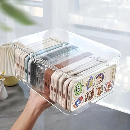 Clear Acrylic Phone Case Organizer With Lid - Versatile Desktop Storage Basket For Home And Office Essentials