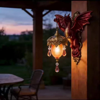 Flame Red Dragon Wall Light Warm Light Like Lava Flow Orange Red Gradient Flame Scales Majestic Red Dragon Claw Gentle Night Light Fantasy Atmosphere Bedroom Hotel Restaurant Decor Perfect Holiday New Year Gift