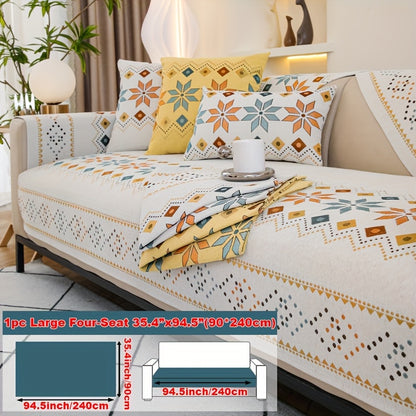 1pc of Bohemian-Style Sofa Mat Suitable for Any Season, Featuring a Easy And Modern Design, Pet-Friendly Materials, And Resistance to Slipping And Scratching, Serving As a Protective Cover for Home Decor