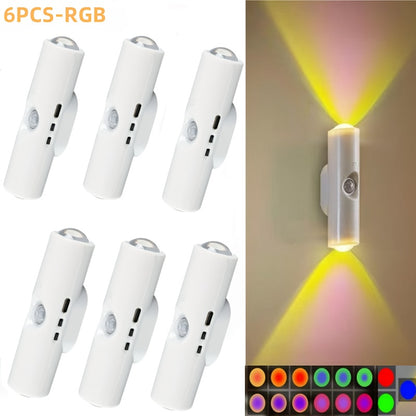 Set of 6 Cat Eye LED Wall Lights with Motion Sensor, USB Rechargeable Night Lamp with 3 Color Settings, Suitable for Bedroom, Stairs, Closet, And Bathroom, Featuring Automatic Sensing Without The Need for Wiring