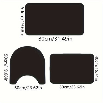 3pcs Soft Diatomaceous Earth Bath Mat, Bathroom, Kitchen, Laundry Room/ Indoor Use Non-Slip Absorbent Polyester Floor Mats, Bathroom Mats|Fashion Mats|Polyester Mats, Bathroom Mats, Create Your Own Style/ Clean, Easy to Clean
