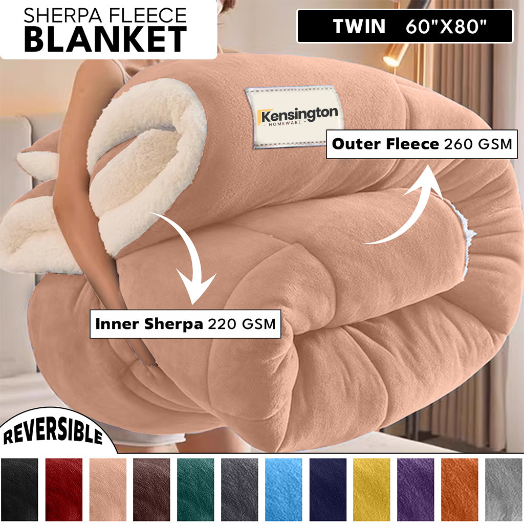 480GSM Heavy Sherpa Fleece Blanket – Double-Sided Warm Throw for Couch, Bed, Office and Travel, Reversible All Season Comfort, Room & Sofa Decoration, Holiday Gift, Sofa Blankets