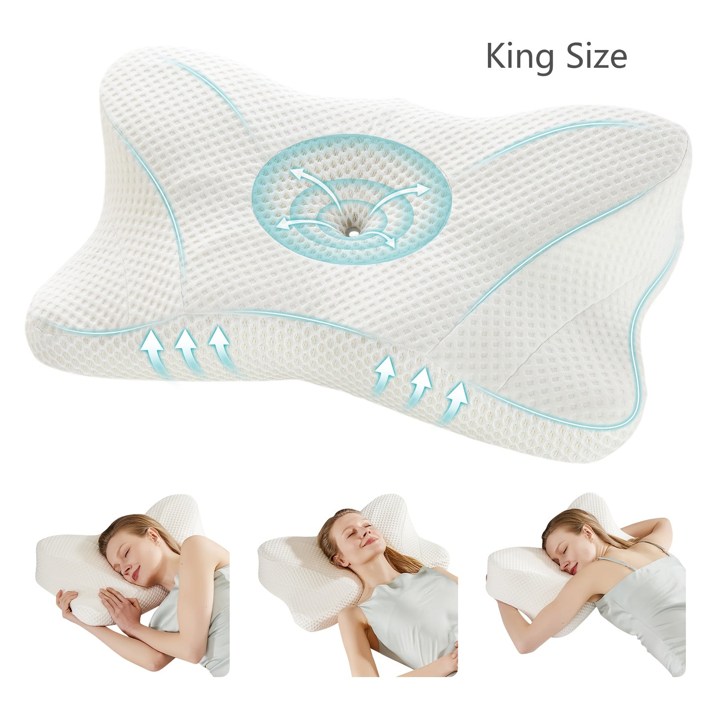 Cervical Neck Pillow, Ergonomic Contour Neck Pillows, Memory Foam Orthopedic Bed Pillow For Side Back Stomach Sleeper, Neck Pillow With Cooling Pillowcase