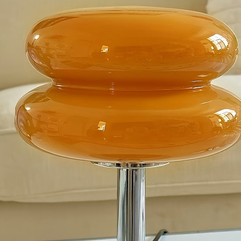 Mushroom Lamp for Bedroom, Orange Modern Lamp for Nightstand, Dimmable Easter Egg Tart Bedside Lamps, Glass Lampshade Home Decor Ambient Lighting Aesthetic Cute Lamps for Living Room, Christmas Gifts