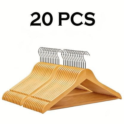30/20/10 Home Premium Wooden Hangers - Durable & Slim Coat Hanger - Suit Hangers with 360-Degree Rotatable Hook - Wood Hangers with Shoulder Grooves (Natural Color)