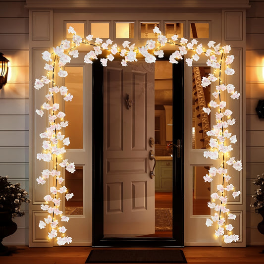 Cherry Blossom Fairy Light Garland 100 LED USB Powered – 180cm Artificial Flower String Lights for Wedding, Christmas, New Year, Spring & Home Wall Decor, Warm White IP45