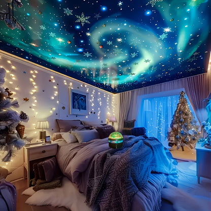 Aurora Borealis Star Projector with Remote – 7 Lighting Effects Galaxy LED Night Light for Bedroom, Camping, Wedding, Party, Halloween & Christmas Decoration
