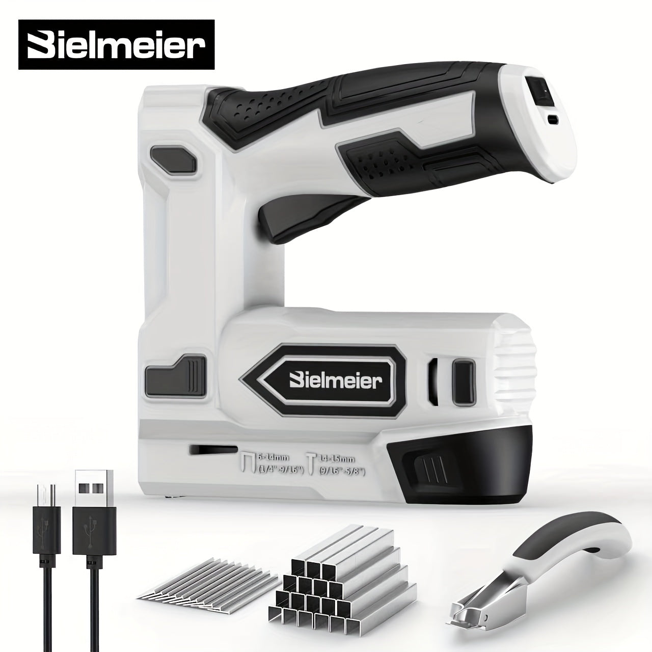 Bielmeier 20V/4V Cordless 2-in-1 Stapler/Brad Nailer, Brad Nailer Without Compressor And Cord, Lightweight Design, with Battery&Charger, 1600pcs Nails And Staples, for Carpentry And Home Improvement & Perfect Gifts