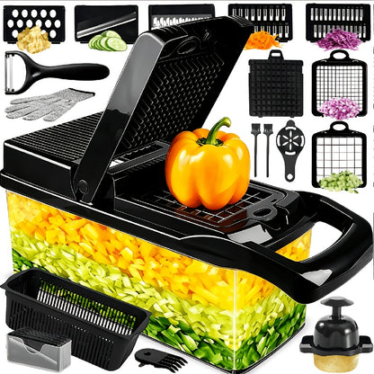 Food Chopper, Vegetable Chopper, Vegetable Slicer, 18-in-1/9-in-1, 8 Stainless Steel Blades, Food-grade, Easy to Store, for Onions, Carrots, Home Cooking, Kitchen Gift