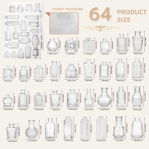 TOMNK 12/30/43/52pcs Bud Vase, Party Centerpieces, Wedding Centerpieces for Tables, Mini Clear Bud Vases for Flowers, Small Flower Vases Suitable for Birthday Party, Anniversary, Wedding, Home Table Deco, Multiple Sizes
