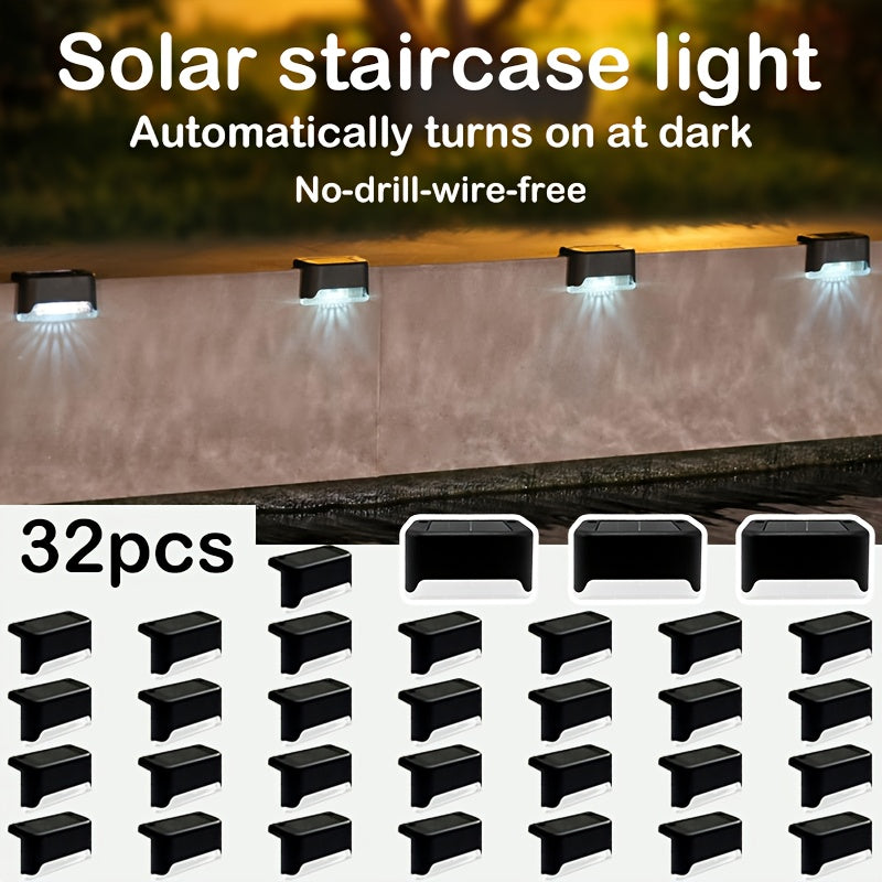 32/4 Pack Solar Step Light, Outdoor Step Light, IP44 Waterproof LED Solar Light for Outdoor Stairs, Steps, Fences, Terraces, Yards, Railings, Garden Backyards And Paths, Solar Lights Outdoor /Uv Light