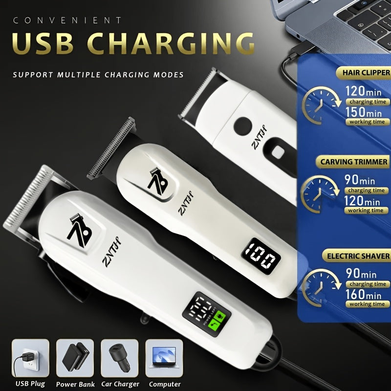 Valentine's Gift | 9-in-1 Professional Hair Clipper & Trimmer for Haircuts, Bald Head, Shaving & More, with LCD Display, USB Fast Charge & Long Battery Life, Stainless Steel Blade for Home & Barbershop, Complete Set Includes 4 Guide Combs, Cape Comb