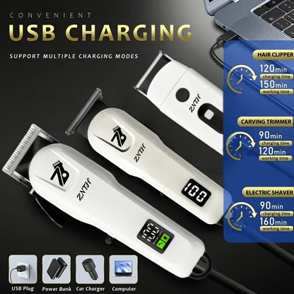 Valentine's Gift | 9-in-1 Professional Hair Clipper & Trimmer for Haircuts, Bald Head, Shaving & More, with LCD Display, USB Fast Charge & Long Battery Life, Stainless Steel Blade for Home & Barbershop, Complete Set Includes 4 Guide Combs, Cape Comb