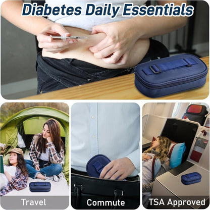 Travel Case for Insulin Vials, Insulated Bag for Diabetes Supplies to Maintain Cool Temperatures, Compact Kit for Storing Small Diabetic Bottles, Portable Mini Pack Featuring a Protective Ice Brick