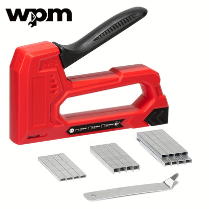 WPM Light Duty Staple Gun for Wood - Red Upholstery Staple Gun with 1600pcs JT21 Staples 1/4, 5/16, 3/8 inch and Staple Remover - Fabric Stapler Gun for Crafts, DIY, Decoration