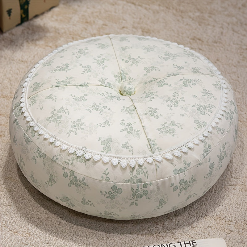 Fresh And Easy Floor Cushion And Backrest Pillow, Tatami Seat Cushion, Home Living Room And Bedroom Window Seat Cushion, Floral Round Floor Cushion for Reading And Meditation in The Living Room, Rustic Style Floral Pillow And Round Floor Cushion