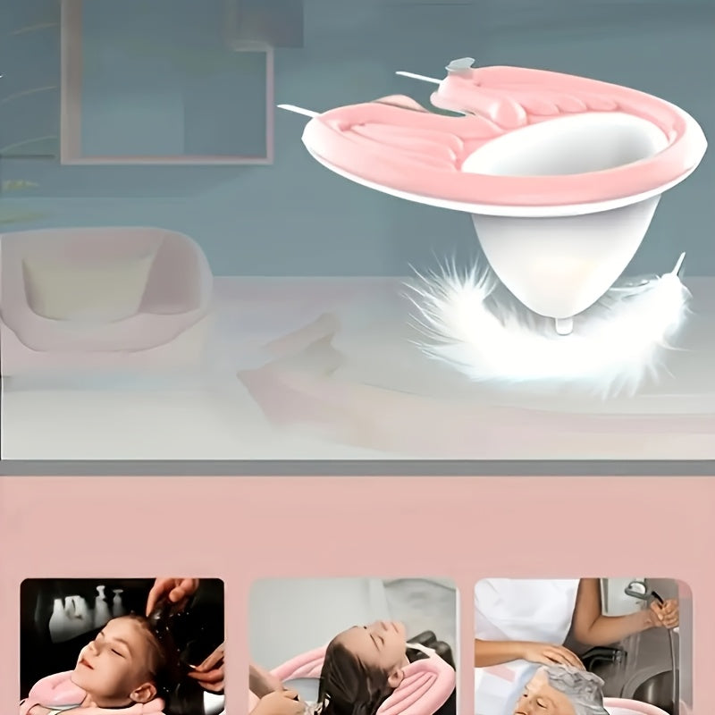 [Portable, Lightweight] 4pcs Inflatable Shampoo Basin, Mobile Portable Shampoo Basin With Air Pump And Drainage, Soft And Comfortable Lightweight Shampoo Basin, Suitable For The Elderly, Disabled, Pregnant Women, Injured, Bedridden, Can Be Folded For Stor