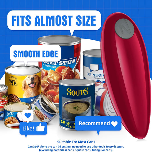 Electric Can Opener, Compact Cordless, Battery Powered (Requires 2 AA, Not Included), Operating Voltage, ABS Material, Smooth Edge Safety & Auto Shut-Off, with Auto Shut-Off for Elderly, Arthritis, Disabled Hands, for Kitchen, Camping
