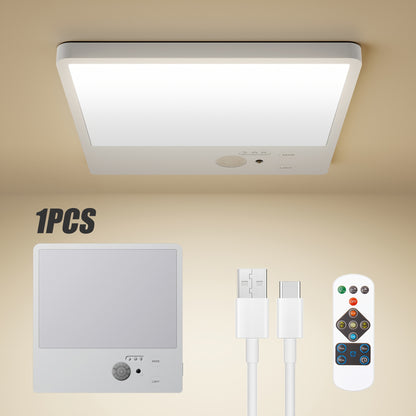 1/2pcs Rechargeable Ceiling Light, Motion Sensor Ceiling Light, Wireless LED Closet Light, Rechargeable Battery Powered, 3 Adjustable Color Temperatures, Remote Control, No Wiring Required for Bathroom, Staircase, Garage, Hallway, Kitchen, Pantry