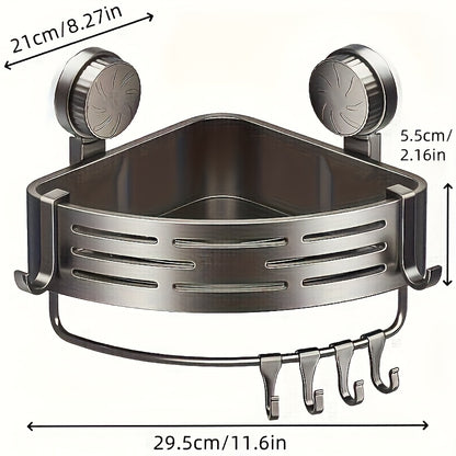 Space-saving suction cup bathroom rack - no drilling required, strong triangular rack with hooks, suitable for shower and toilet walls/ tiles, multi-purpose storage organizer, 4pcs, available in season